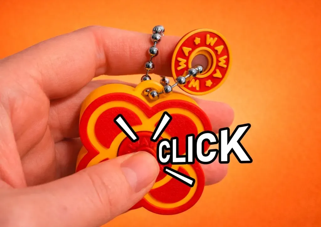 Clicker key chain - red with orange